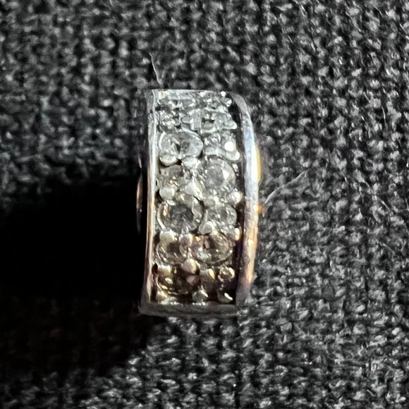 Pandora bracelet clips (set of 2), silver, clear pave stones. - Picture 1 of 5